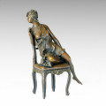 Klassische Figur Statue Stuhl Dame Bronze Skulptur TPE-156